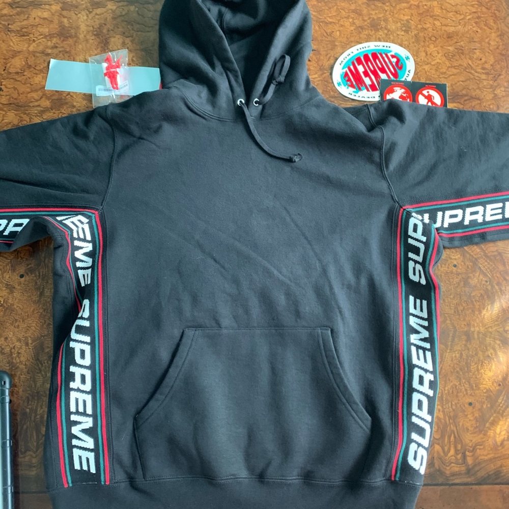 Supreme Text Ribbed Hooded Sweatshirt